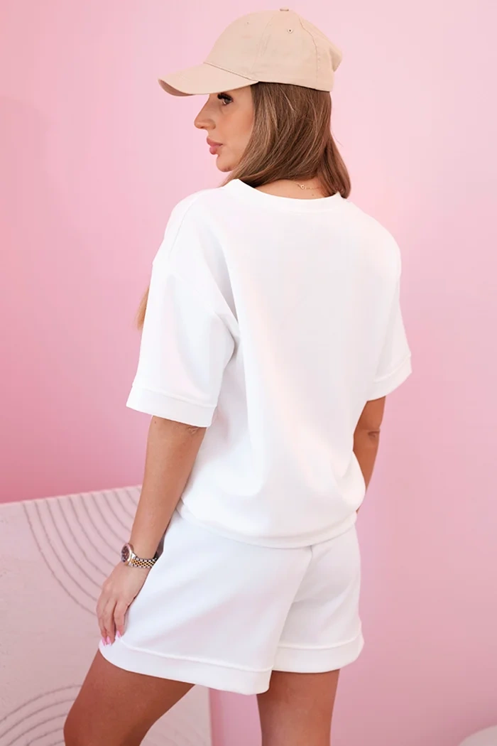 Women's butter set with high-waisted shorts ecru