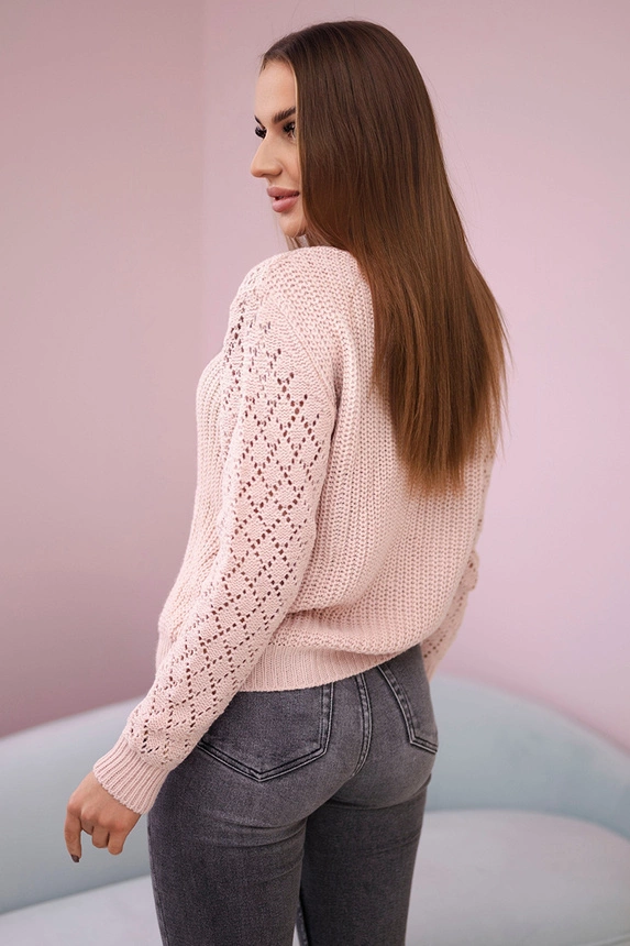 Openwork sweater powdered pink