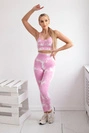 Fitness set top +legíny push up svetloružová + ecru