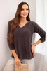 Women's sweater made of soft knit with a V-neck brown