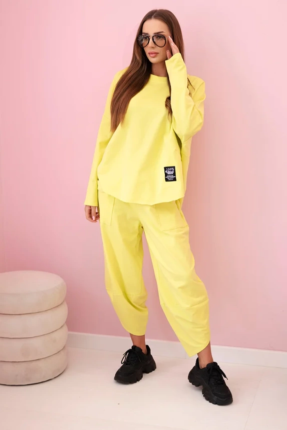 Cotton sweatshirt pants set  yellow neon