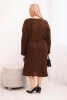 Dámská svetrková šaty Plus Size s mohairovým oversize s kapsou čokoládová