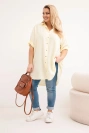 Dámska košeľa Plus Size z viskózy s dlhším zadným dielom žltá