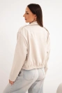 Women's suede viscose jacket with asymmetrical zipper beige