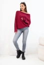 Women's viscose asymmetrical batwing sweater burgundy