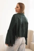 Women's jacket with fringes made of suede dark green