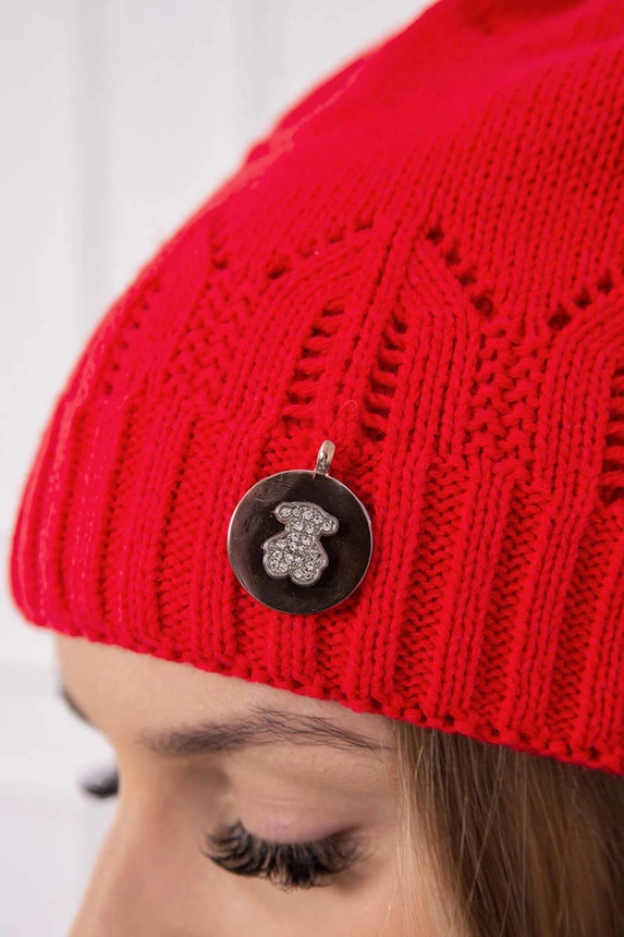 Cap with a pompom Judyta K347 red
