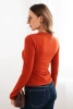 Fitted women's viscose blouse with draping and a brooch orange