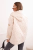 Women's quilted jacket with a hood light beige