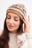 Damenwintermütze mit buntem Garn und elastischem Bündchen K352 camelowa