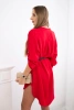 Dress with longer back and belt red