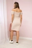 Gestreiftes Rüschenkleid dunkelbeige
