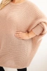 Moteriška Plus Size megztinis su moheriu pončo pudro rožinė