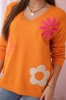 Sweater blouse with a floral pattern orange