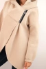 Women's insulated hoodie with an asymmetrical zipper beige