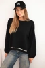 Women's sweatshirt with decorative finishing at the bottom black