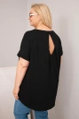 Dámská halenka Plus Size bavlněná s krátkým rukávem černá
