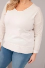 Plus Size women's top with a V-neck and longer back beige