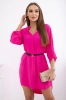 Dress with longer back and belt fuchsia