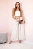 Wide-leg belted trousers beige