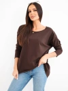 Women's loose-fit cotton blouse with an elongated back brown