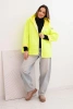 Women's spring quilted jacket with a hood and zipper neon yellow