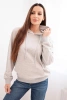 Women's looped cotton hoodie with a kangaroo pocket light gray