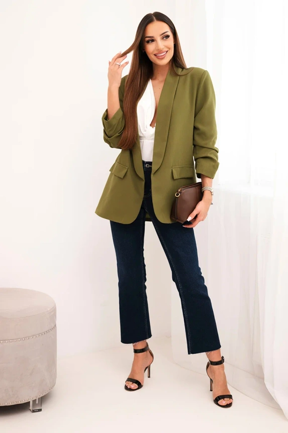 Blazer mit Revers elegant olivgrün