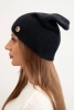 Classic women's alpaca hat with decorative plate black