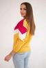 Sweter w geometryczne wzory fuksja+musztardowy