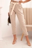 Damenhose aus Viskose mit Gürtel und hochgekrempeltem Bein beige