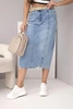 Women's midi denim skirt with a front slit denim