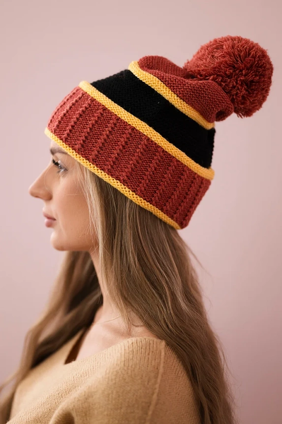 Women's cap Kinga K297 foxy + mustard + black