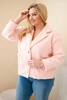 Dámska bunda Plus Size s vlněnou štruktúrou a vreckami pudrová ružová