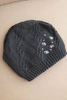 Women's winter wool hat with zirconia and pattern K455 mocha
