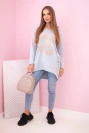 Women's blouse with pockets and decorative print grey
