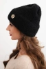 Women's winter fluffy hat with decorative button black