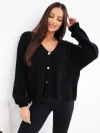 Women's wool cardigan buttoned with V-neck black