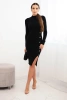 Women's ribbed dress with a turtleneck and decorative buttons black