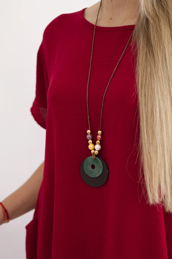 Dress with pockets and pendant burgundy