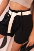 Women's high-waisted shorts with a belt black