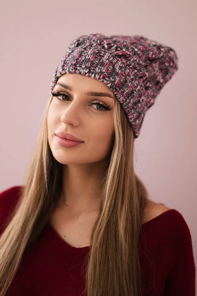 Čapica s fleece Roksana K209 fialová + grafit