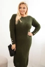Dámská pletená šaty Plus Size s mohair khaki