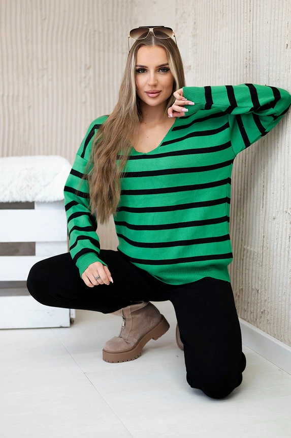 Sweater set Striped sweatshirt + Pants green