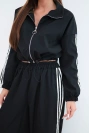 Women's cotton set with oversize trousers and contrasting stripes black