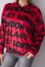 Damen Oversize-Kapuzenpullover mit Aufdruck rot