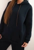 Women's warm cotton tracksuit with a hood navy blue