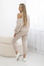 3-dielny set mikina + top + legíny svetlobéžová
