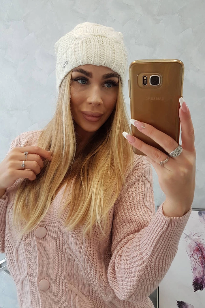 Čapica s fleece Karolina K243 ecru