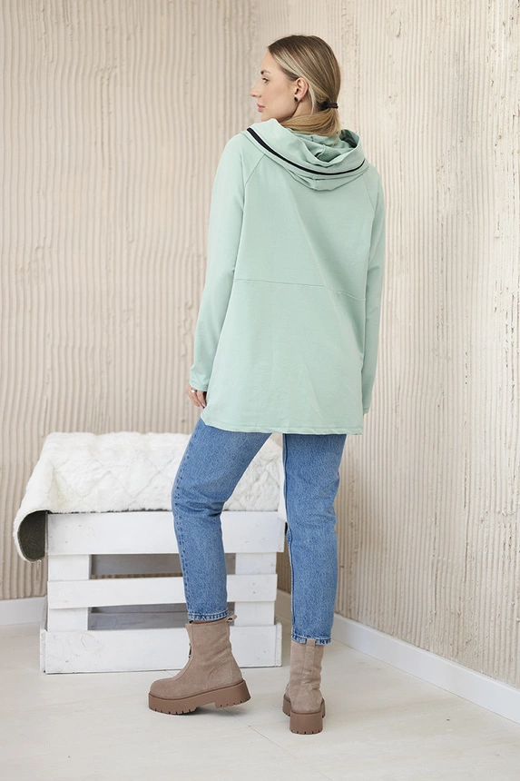 Tunic with a zipper on the hood Oversize dark mint